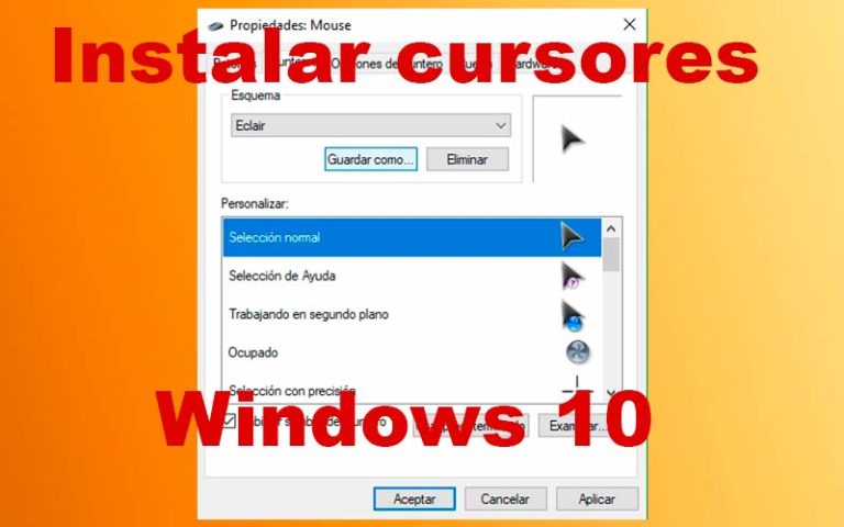 Cómo instalar cursores en Windows 10 personalizados