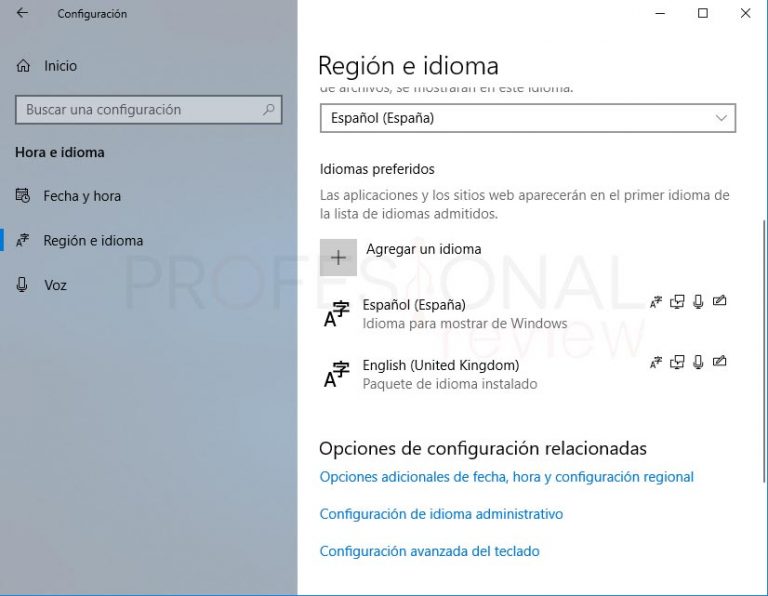 Como cambiar idioma de teclado Windows y otros ajustes de configuración