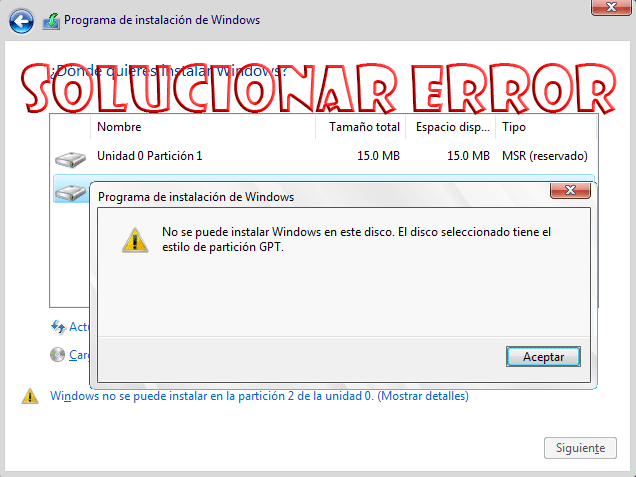 Cómo Solucionar El Error “no Se Puede Instalar Windows En Este Disco” 6827