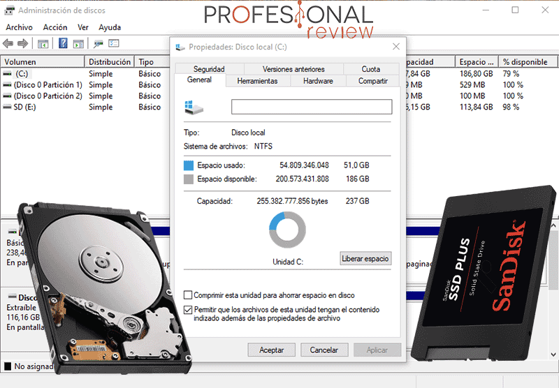 puedo capacidad del disco duro de mi PC en Windows