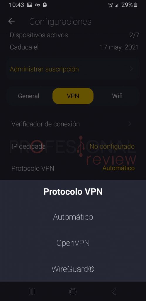 protocolo vpn cyberghost android