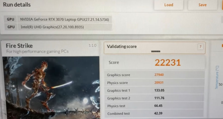 RTX 3070 Max-P 3DMark