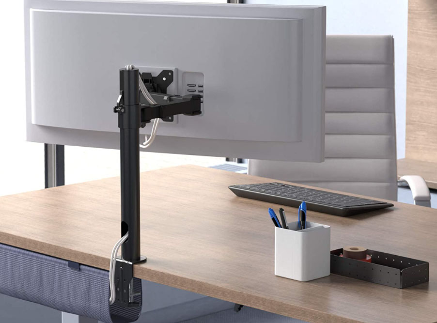 BONTEC Soporte de escritorio para monitor doble, soporte para monitor para  2 monitores LCD LED de 13 a 27 pulgadas, ergonómico, movimiento completo