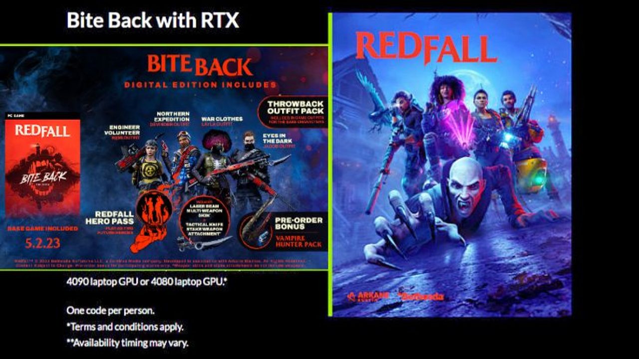 NVIDIA Bundles Redfall Bite Back Edition With GeForce RTX 40 Series GPUs