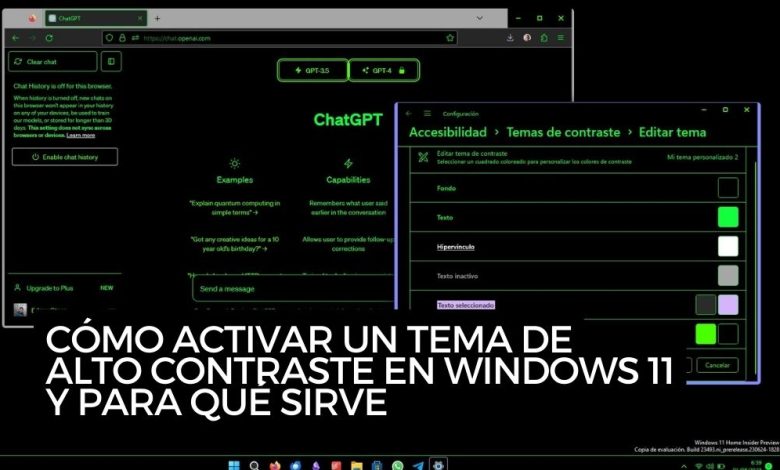 Tema alto contraste Windows 11