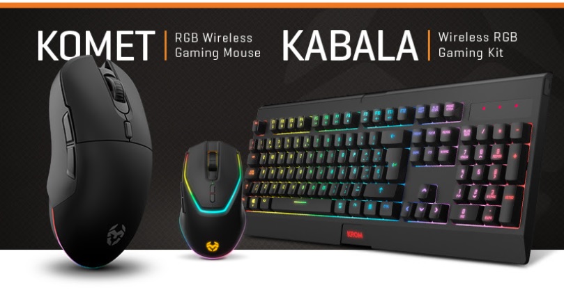 Krom Kabala Pack Gaming Inalámbrico RGB Teclado de Membrana + Ratón Óptico  4000 DPI Negros, PcCompo