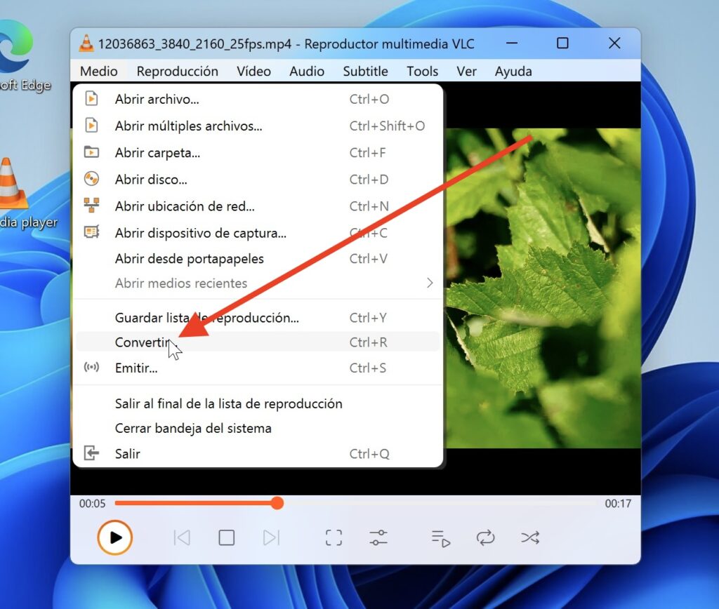 Cómo convertir un vídeo con VLC en Windows 11