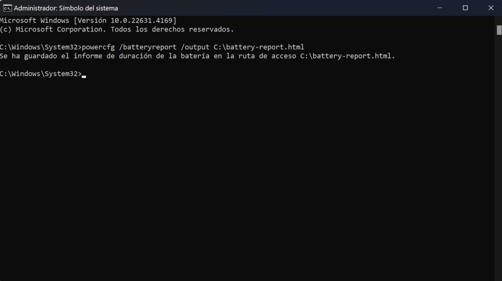 Battery Report en Windows 11