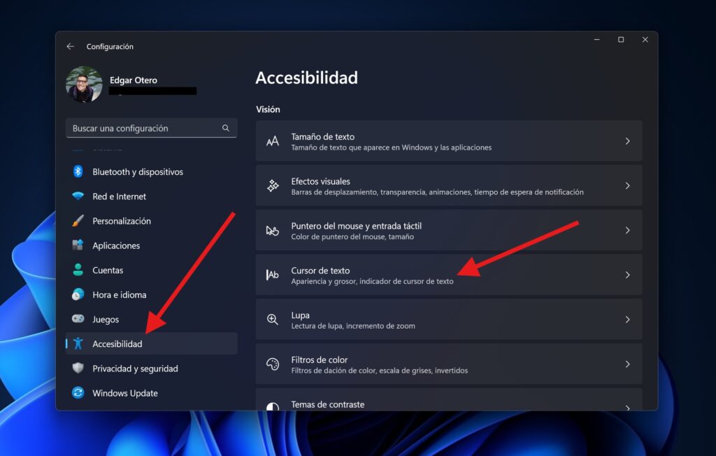 Cómo personalizar el cursor de texto en Windows 11