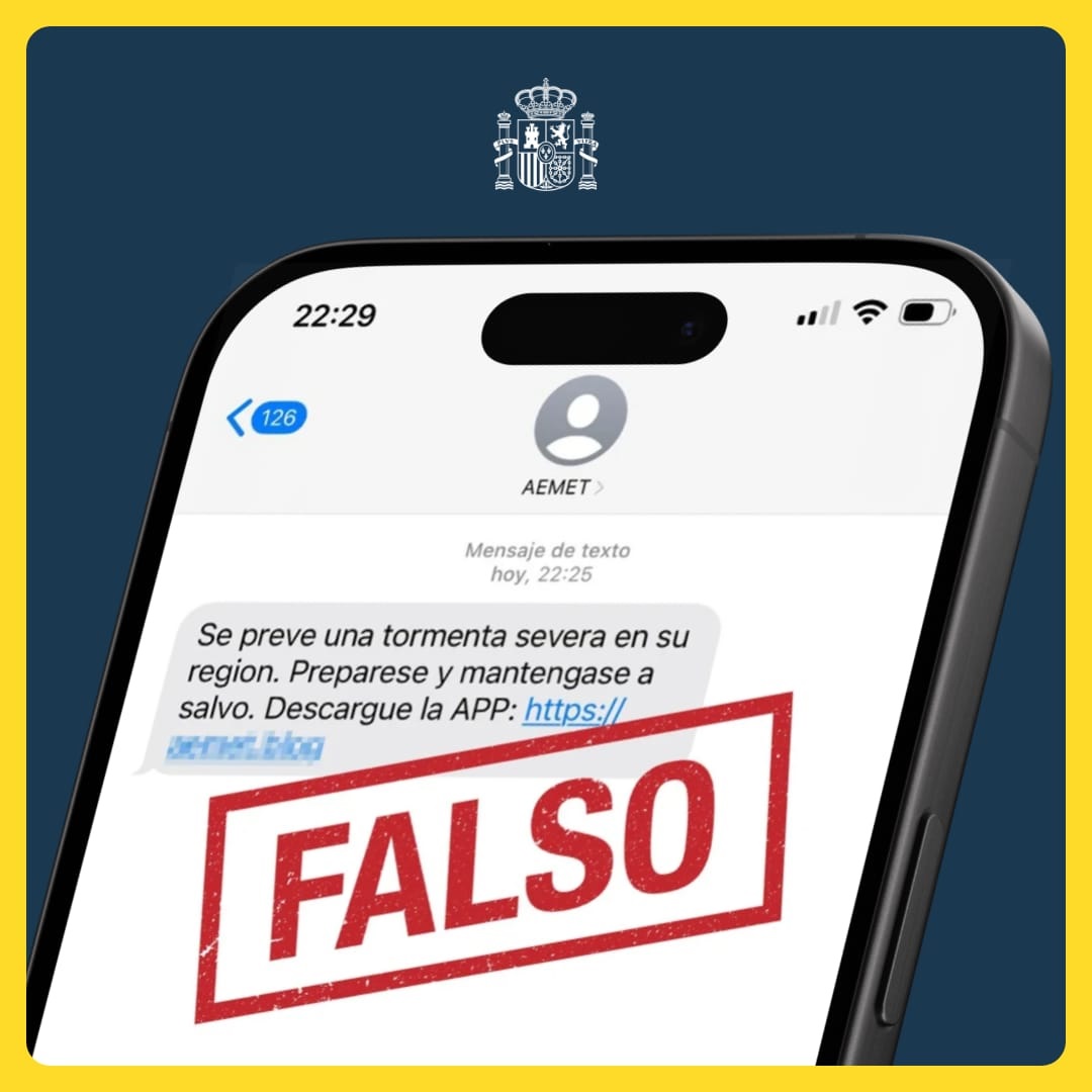 Cuidado con el SMS de AEMET con un enlace: Es falso