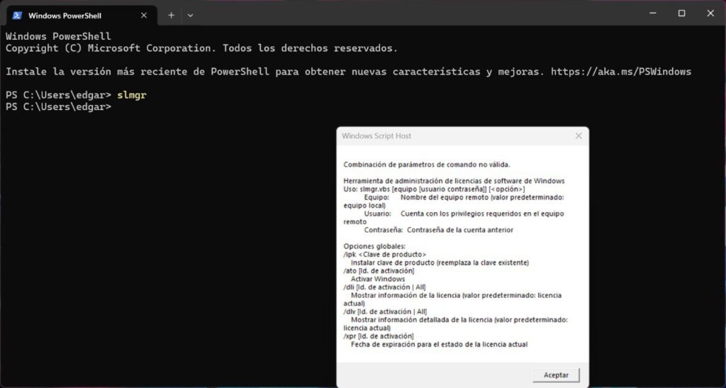 Comando slmgr en Windows 11: qué es y qué información muestra