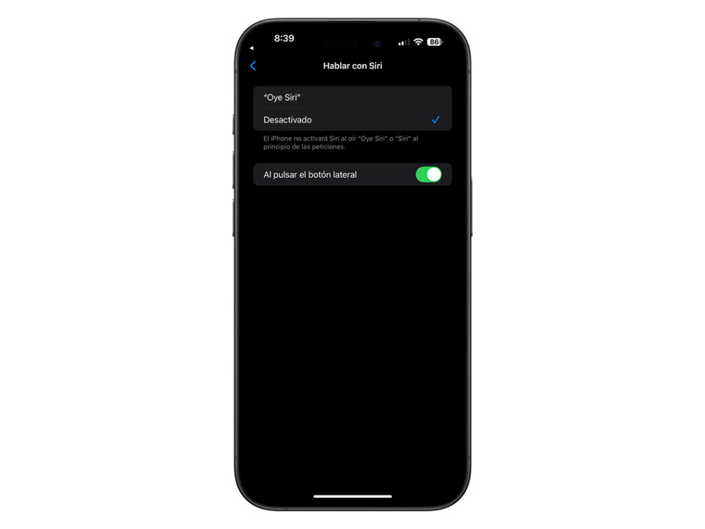 Desactivar "Hey Siri"