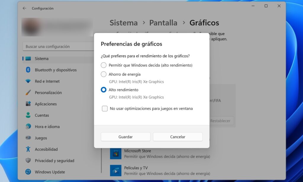 Forzar a utilizar el alto rendimiento de una GPU determinada